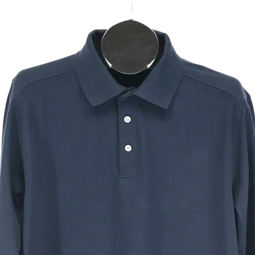 Cutter & Buck Long Sleeve Polo Shirt Men's Large Tall Navy Blue Performance Golf - Picture 2 of 10